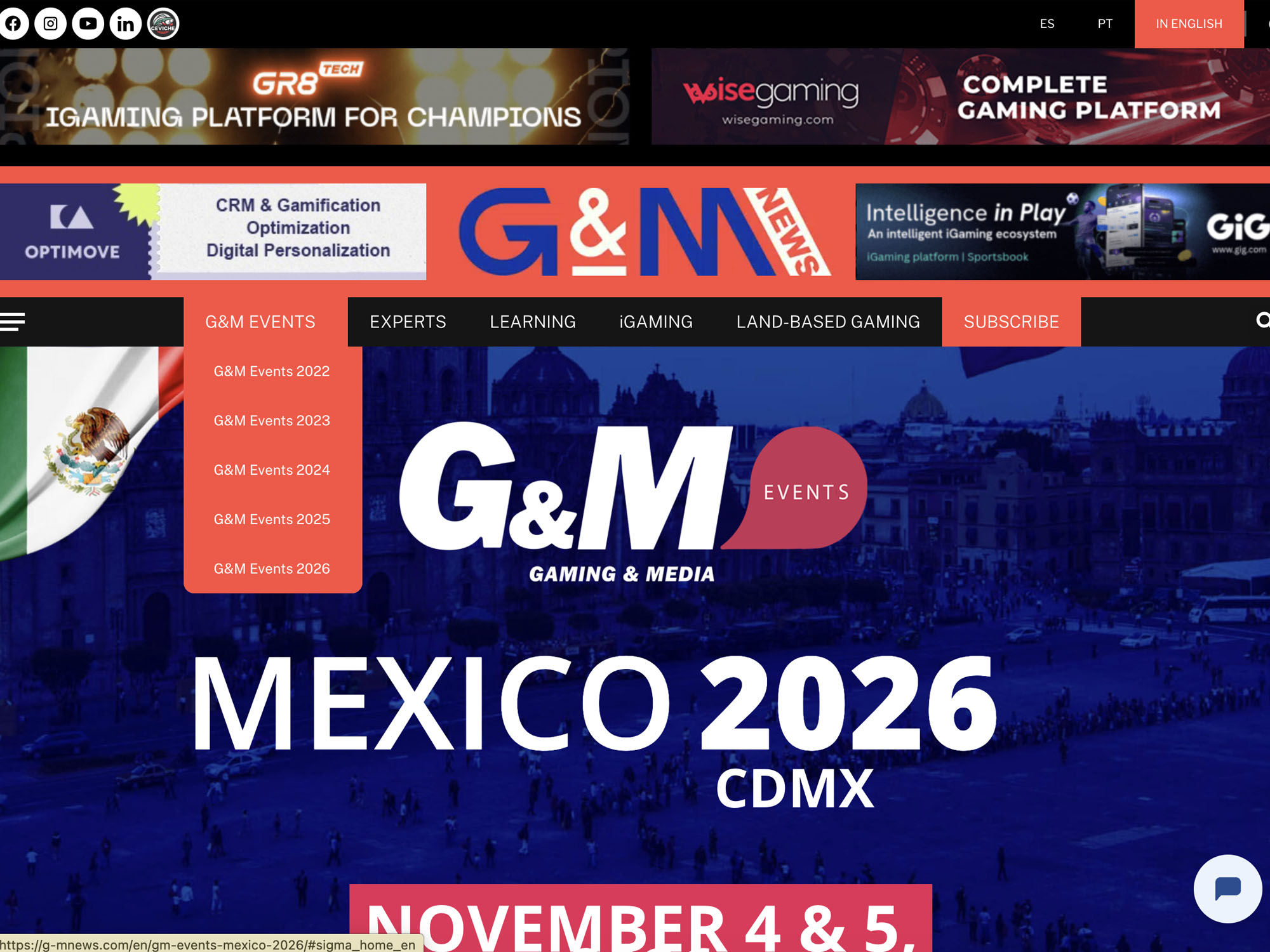 G And M Events Mexico 2026 website