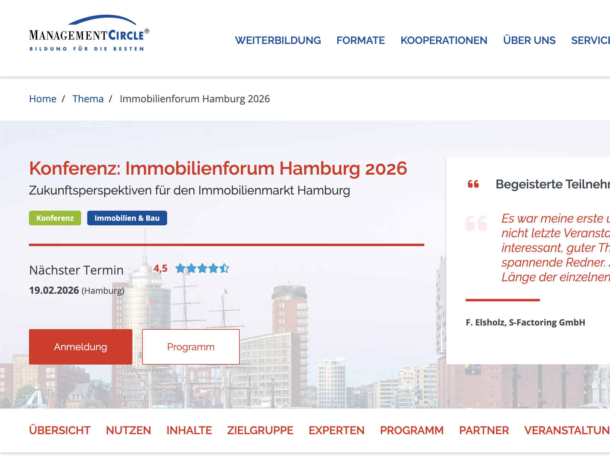 Konferenz: Immobilienforum Hamburg 2026 website