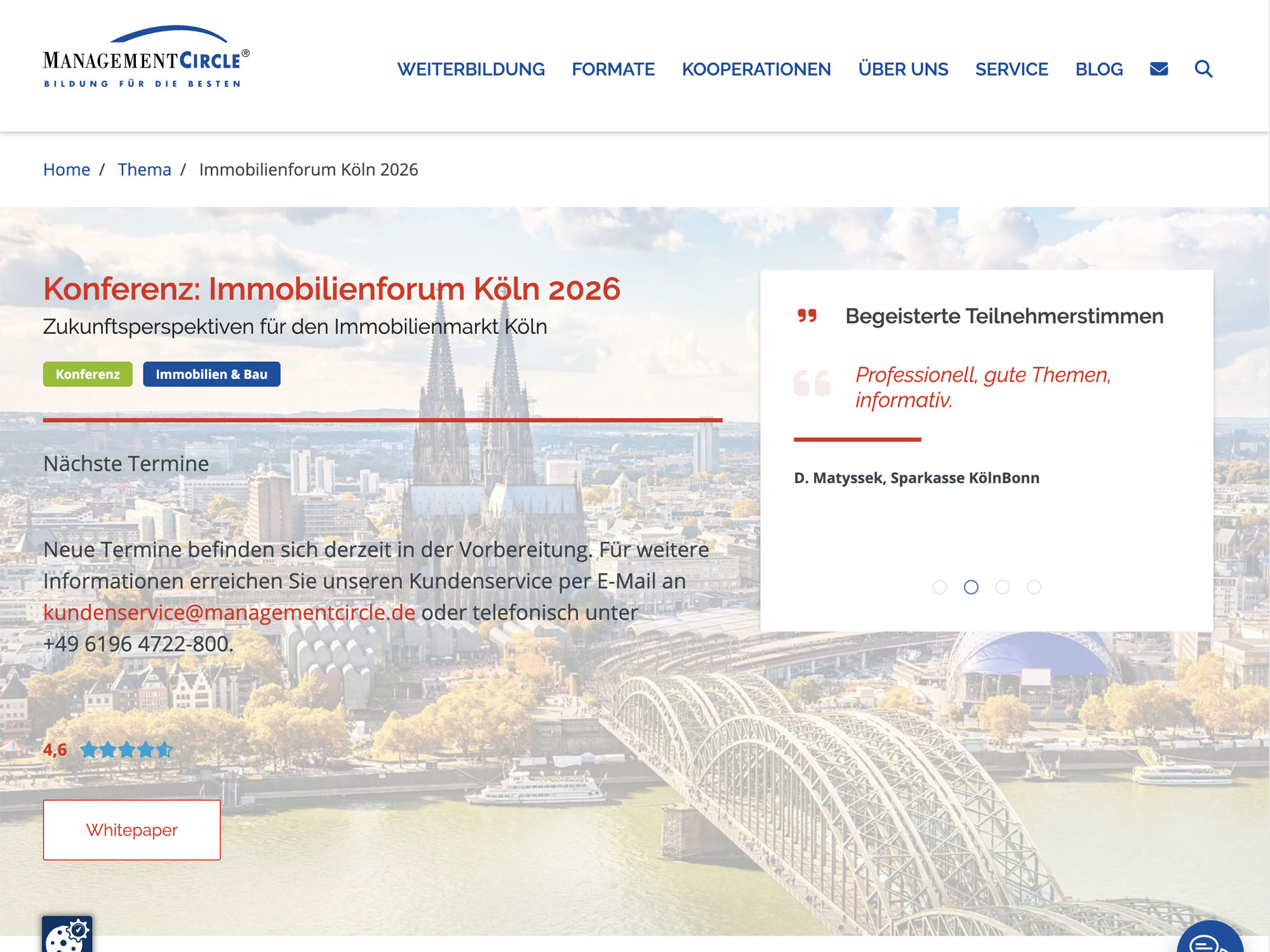 Konferenz: Immobilienforum Köln 2026 website