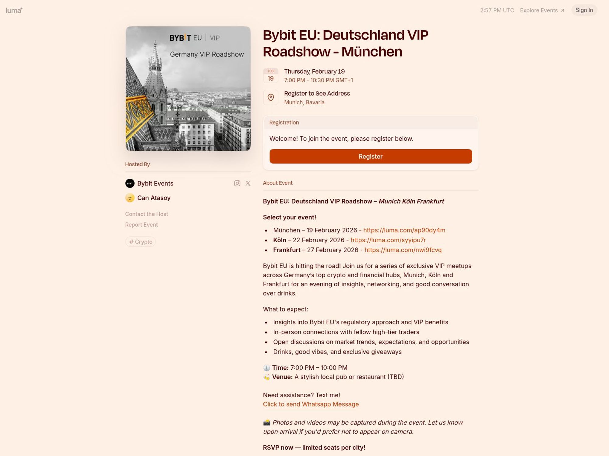 Bybit EU: Deutschland VIP Roadshow - München website