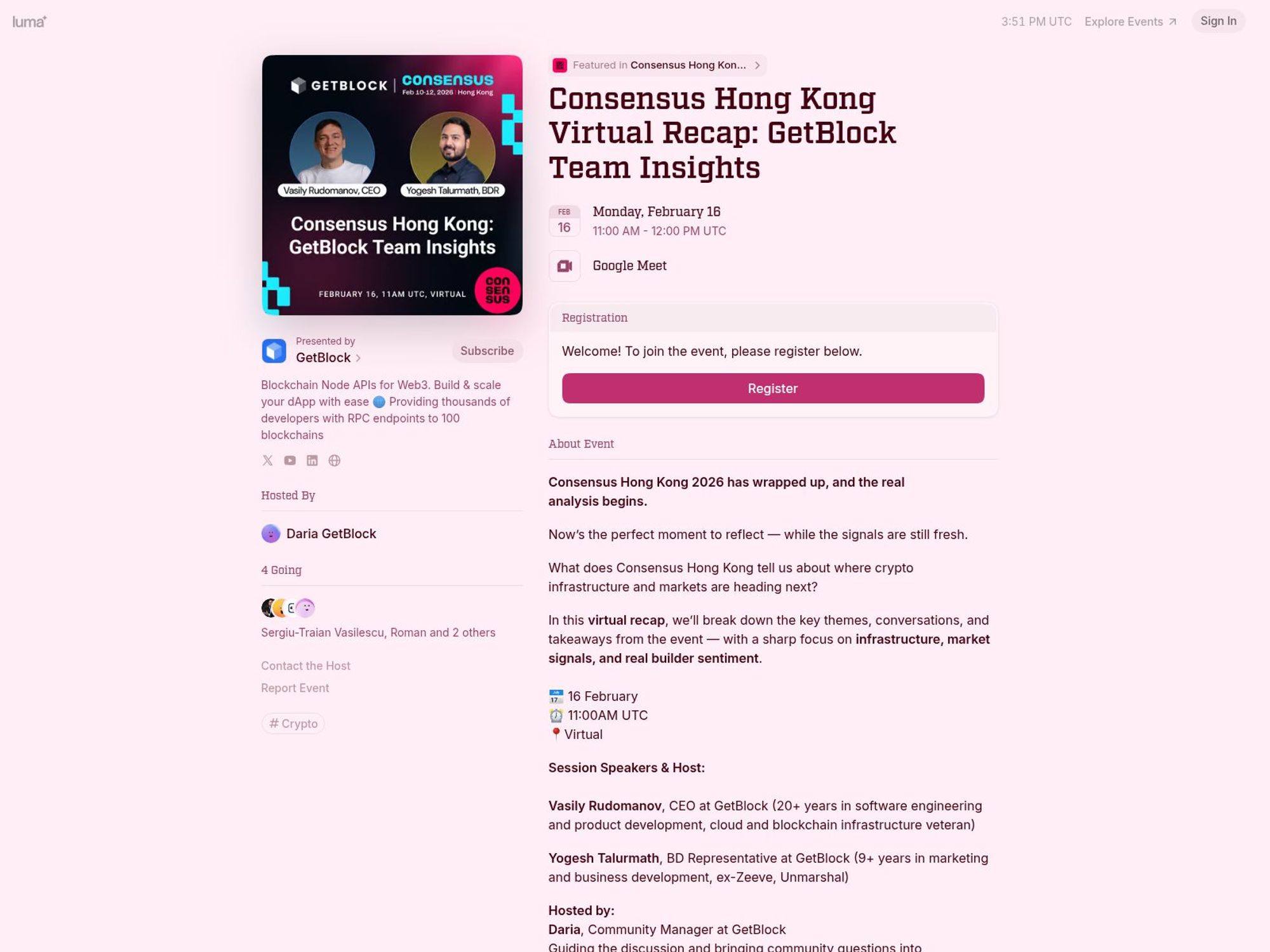 Consensus Hong Kong Virtual Recap: GetBlock Team Insights website