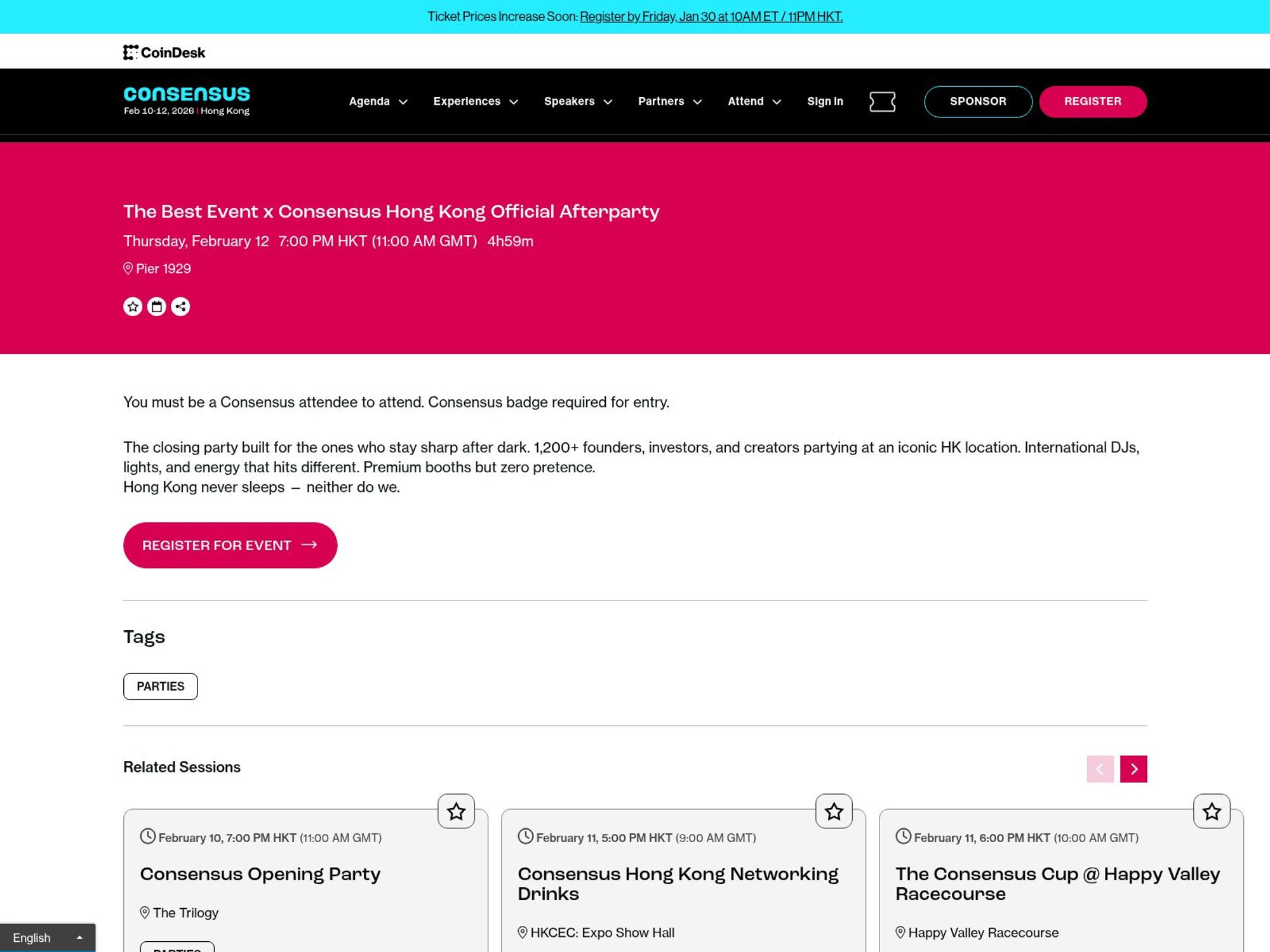 The Best Event x Consensus Hong Kong Official Afterparty website