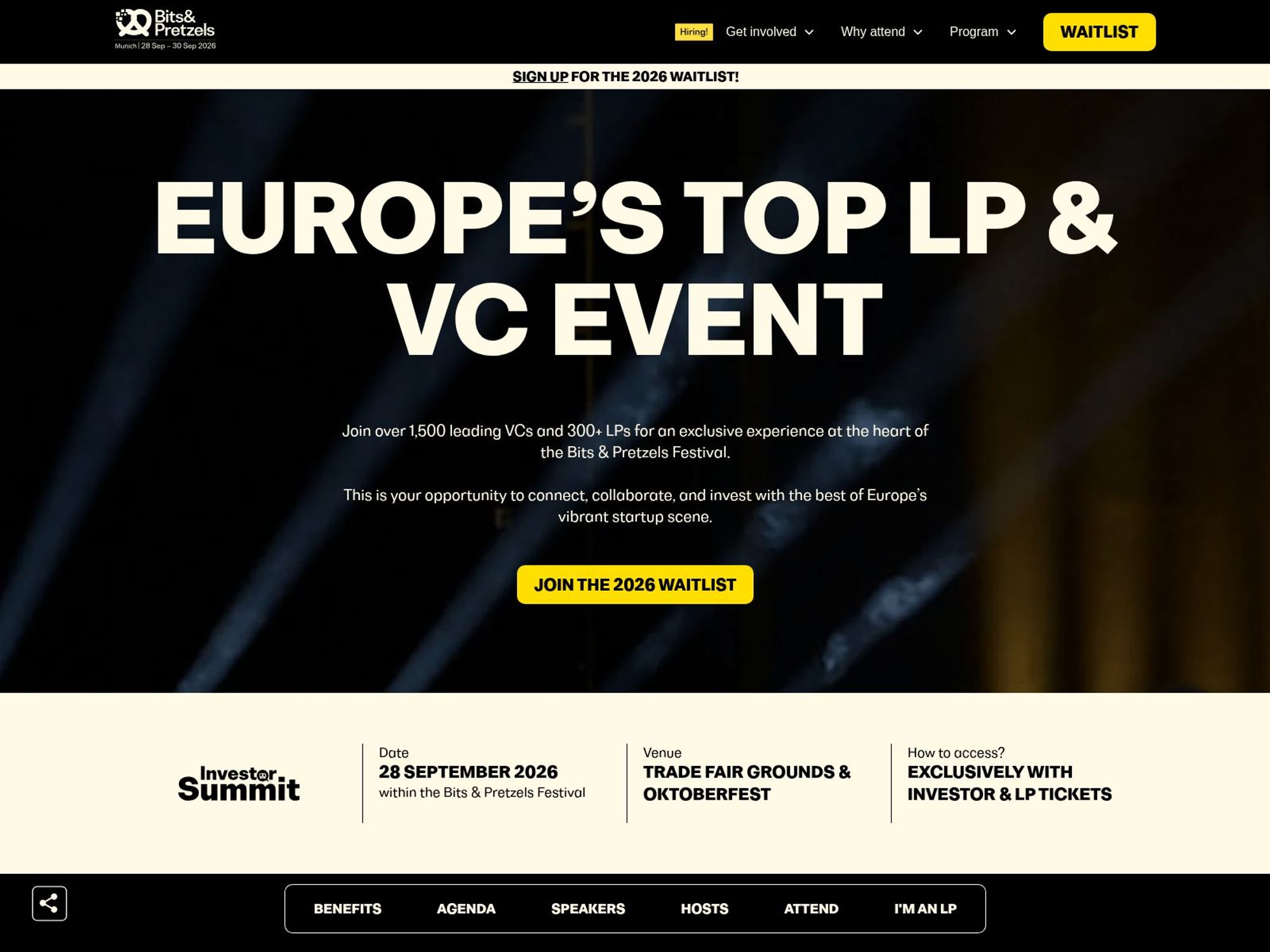 Investor Summit at Bits & Pretzels website