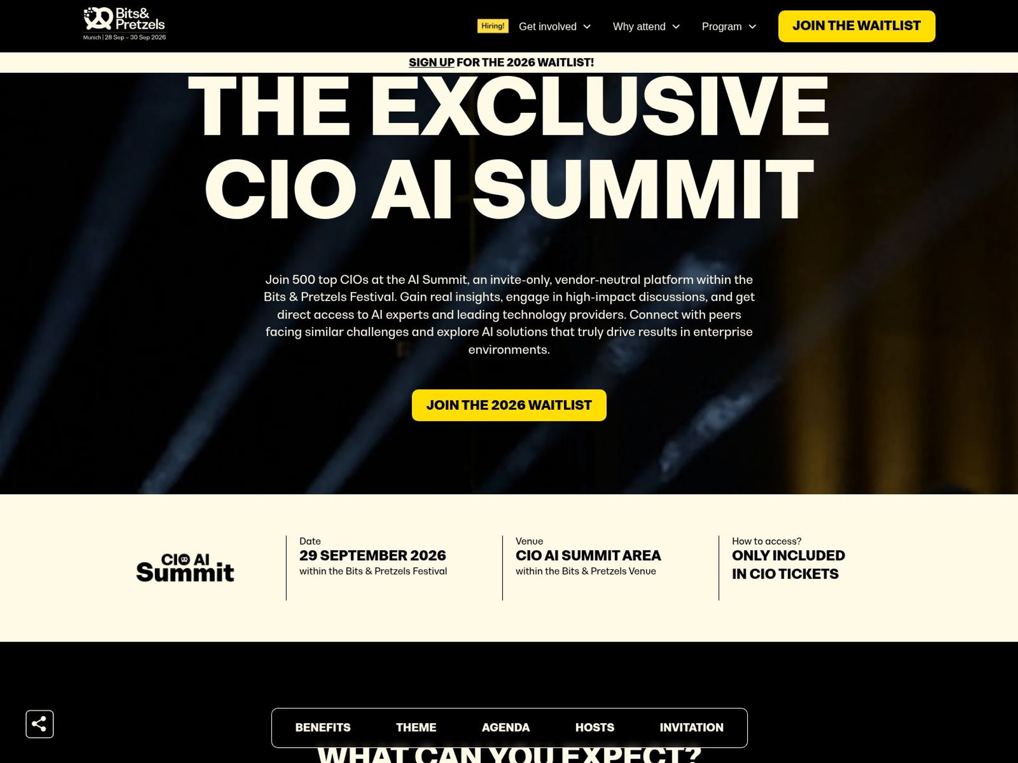 CIO AI Summit at Bits & Pretzels website