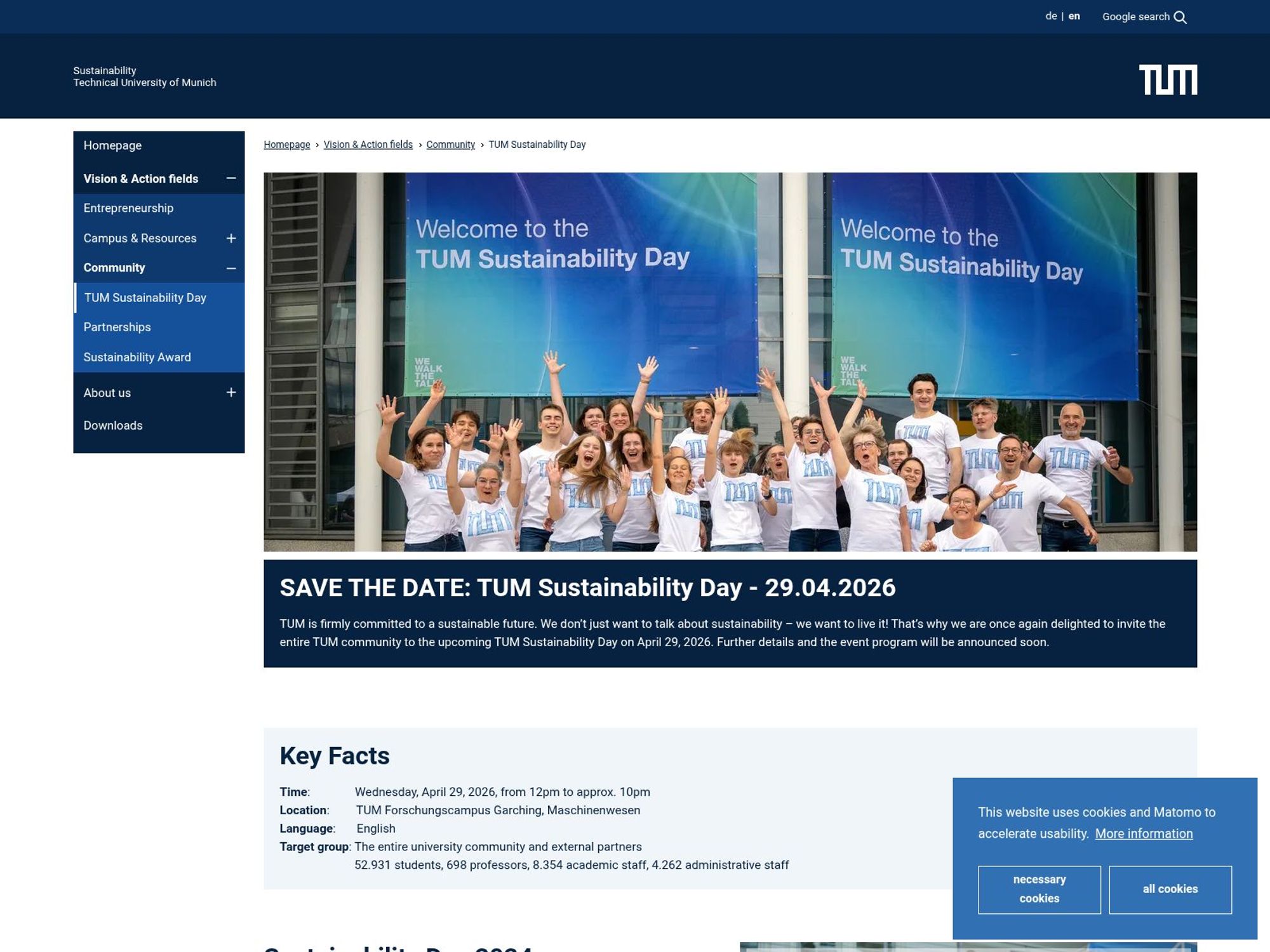 TUM Sustainability Day website