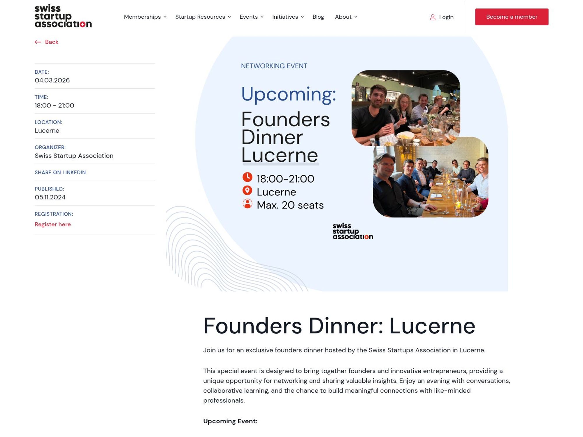 Founders Dinner: Lucerne website