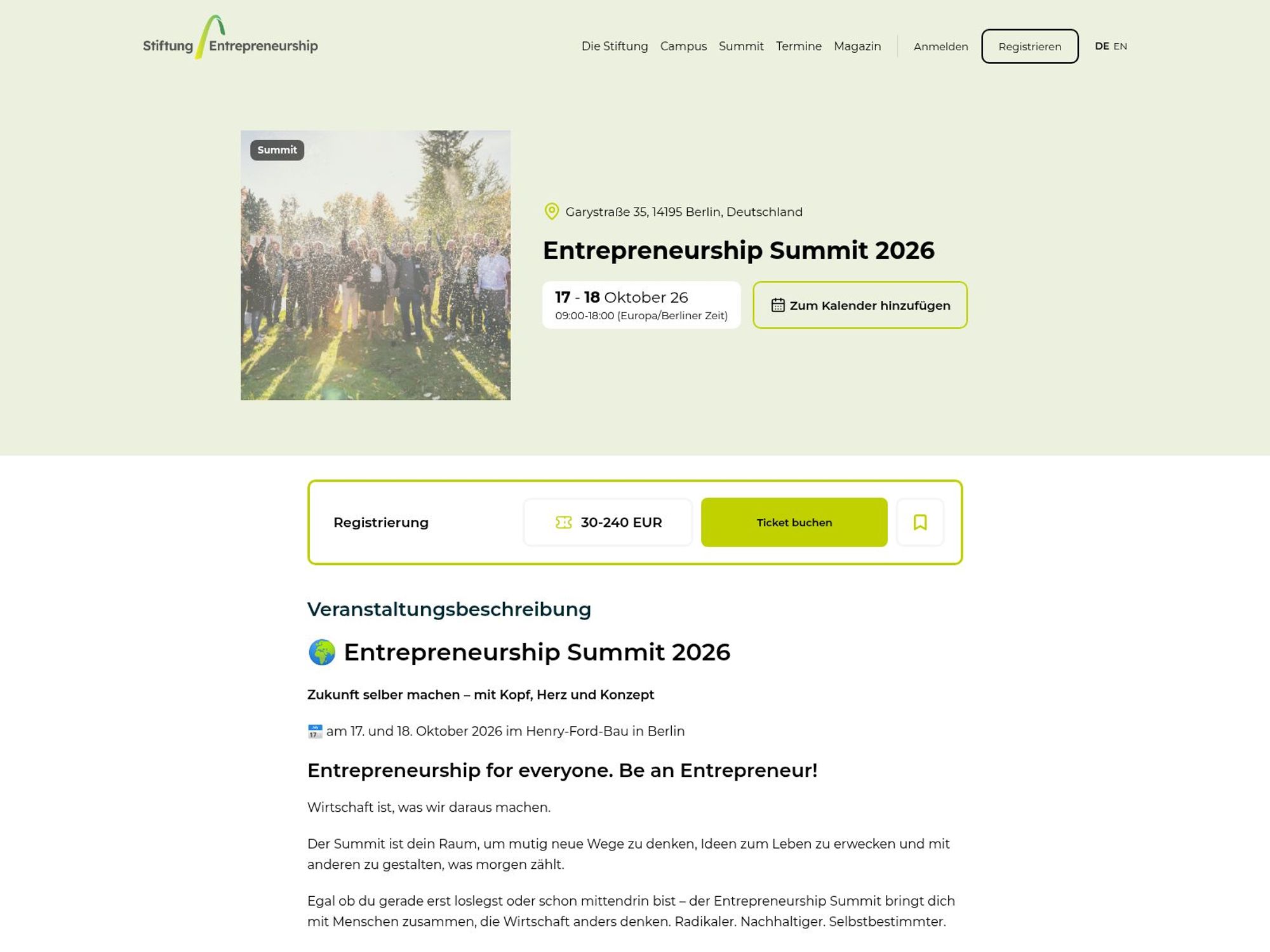 Entrepreneurship Summit website