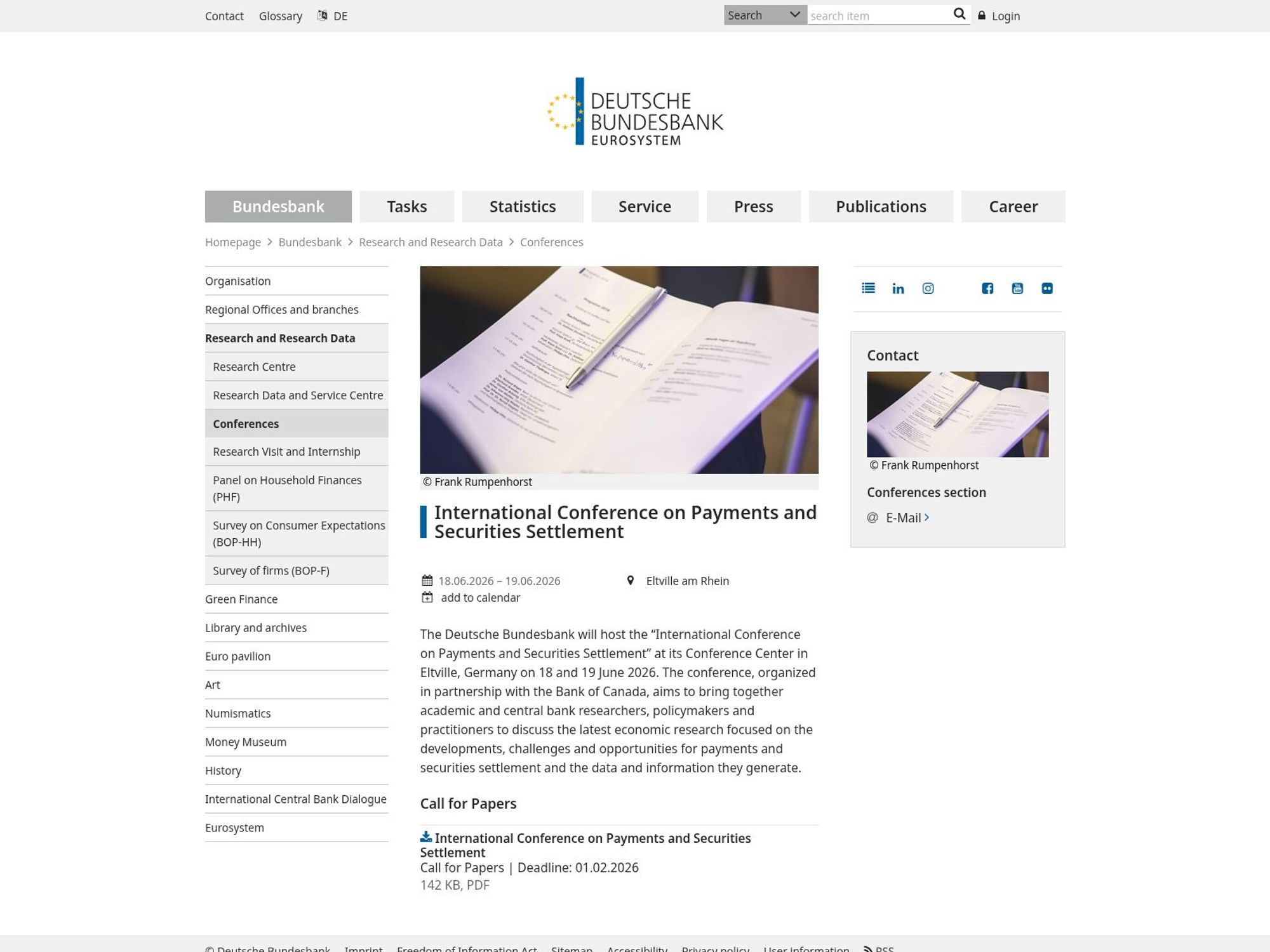 International Conference on Payments and Securities Settlement website